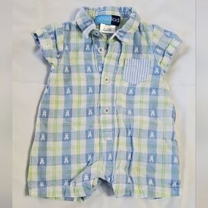 Good Lad Blue and Green Plaid Romper 3mo